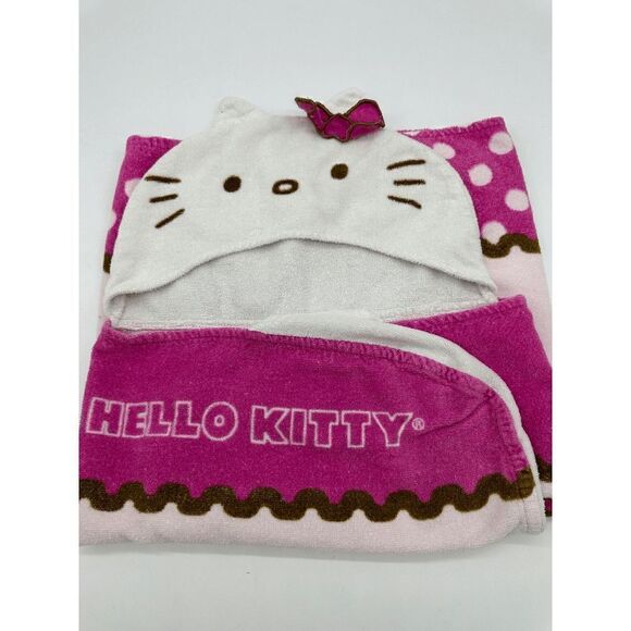Hello Kitty Baby Towel with Hood Towel Wrap 46 x 23 Bath Towel Multicolored OS - Picture 5 of 12